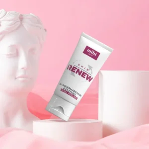 Flacon du peeling visage enzymatique Skin Renew pour un gommage doux et un teint éclatant.