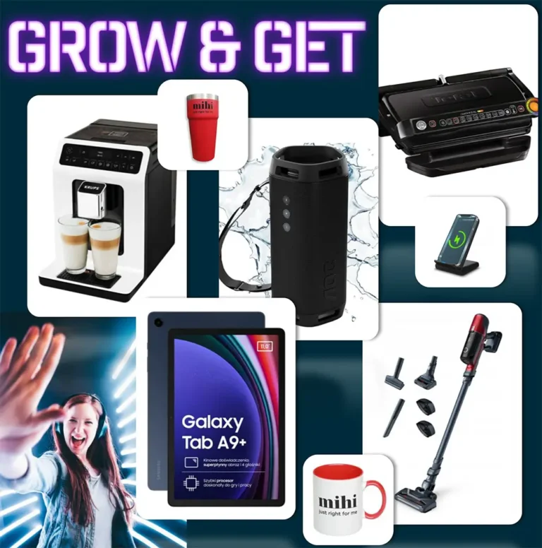 Exemples de cadeaux high-tech et électroménager à gagner avec le programme **MIHI Grow and Get**