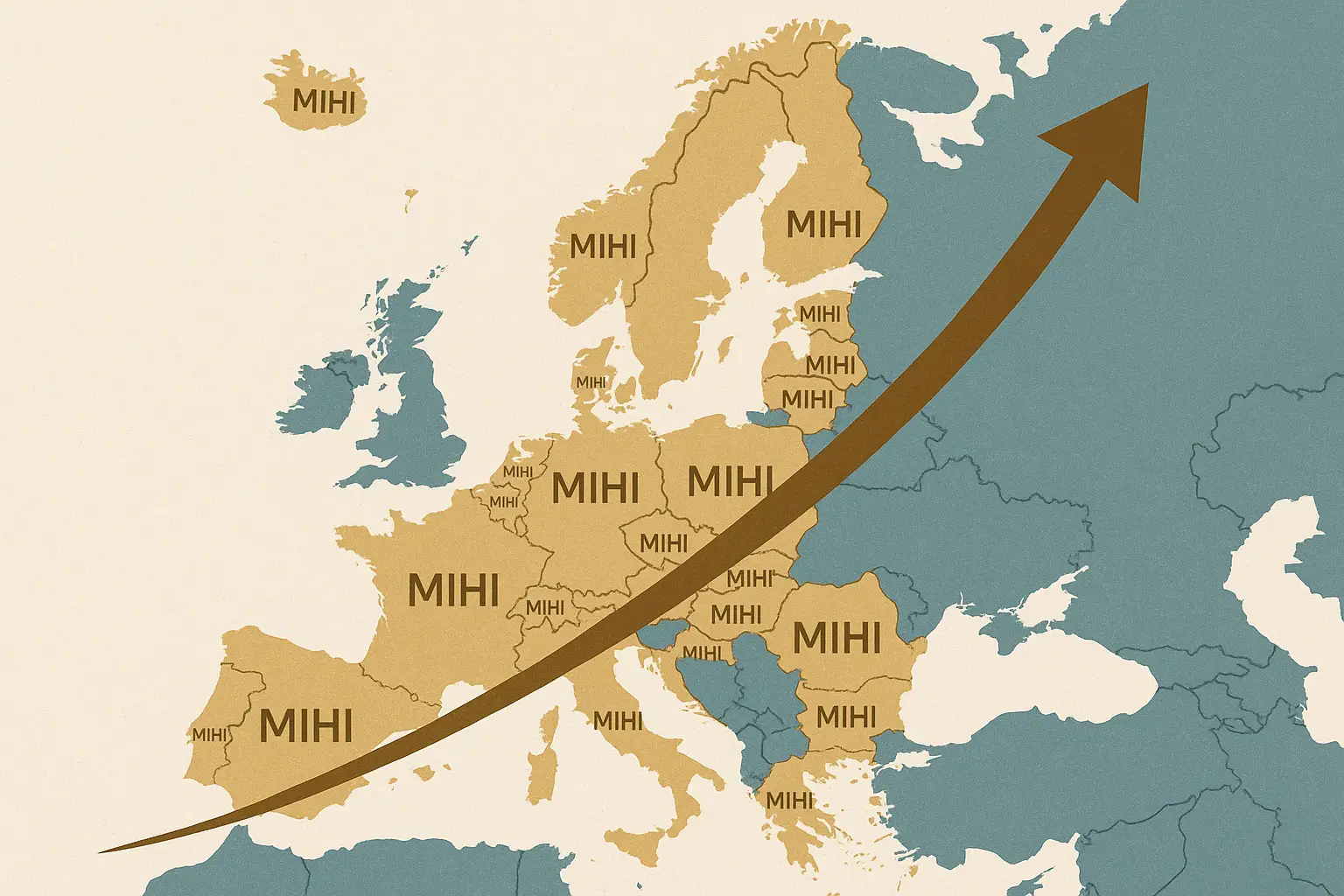 Carte de l'Europe montrant les **MIHI pays ouverts**, symbolisant l'opportunité d'expansion.