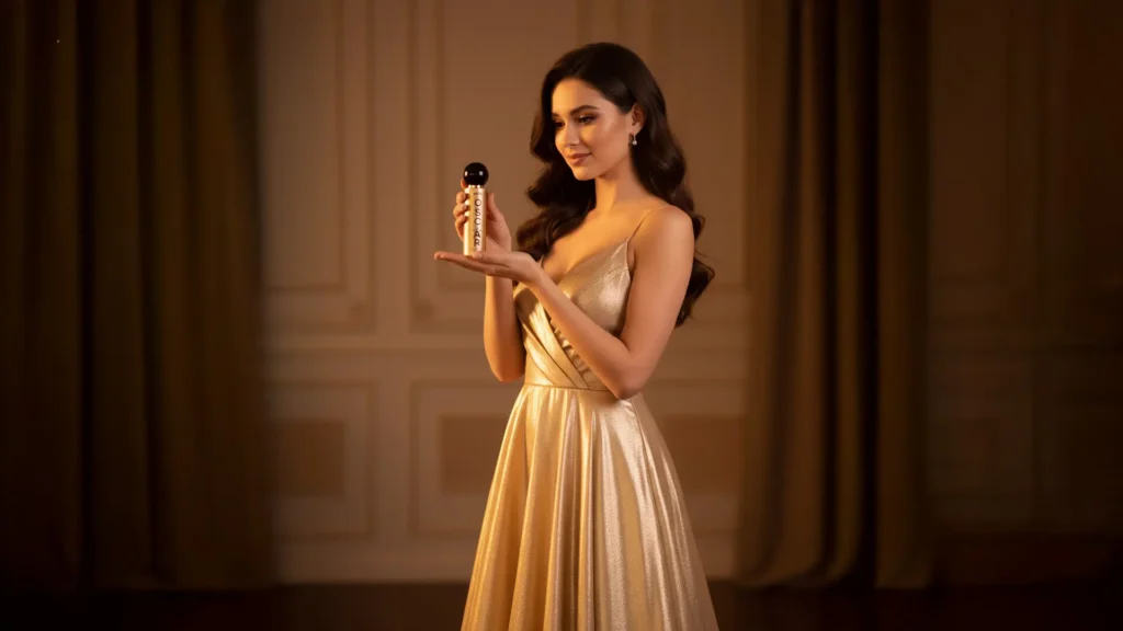 Le nouveau parfum MIHI Oscar pour femme, un boisé floral aux notes de vanille et de whisky.