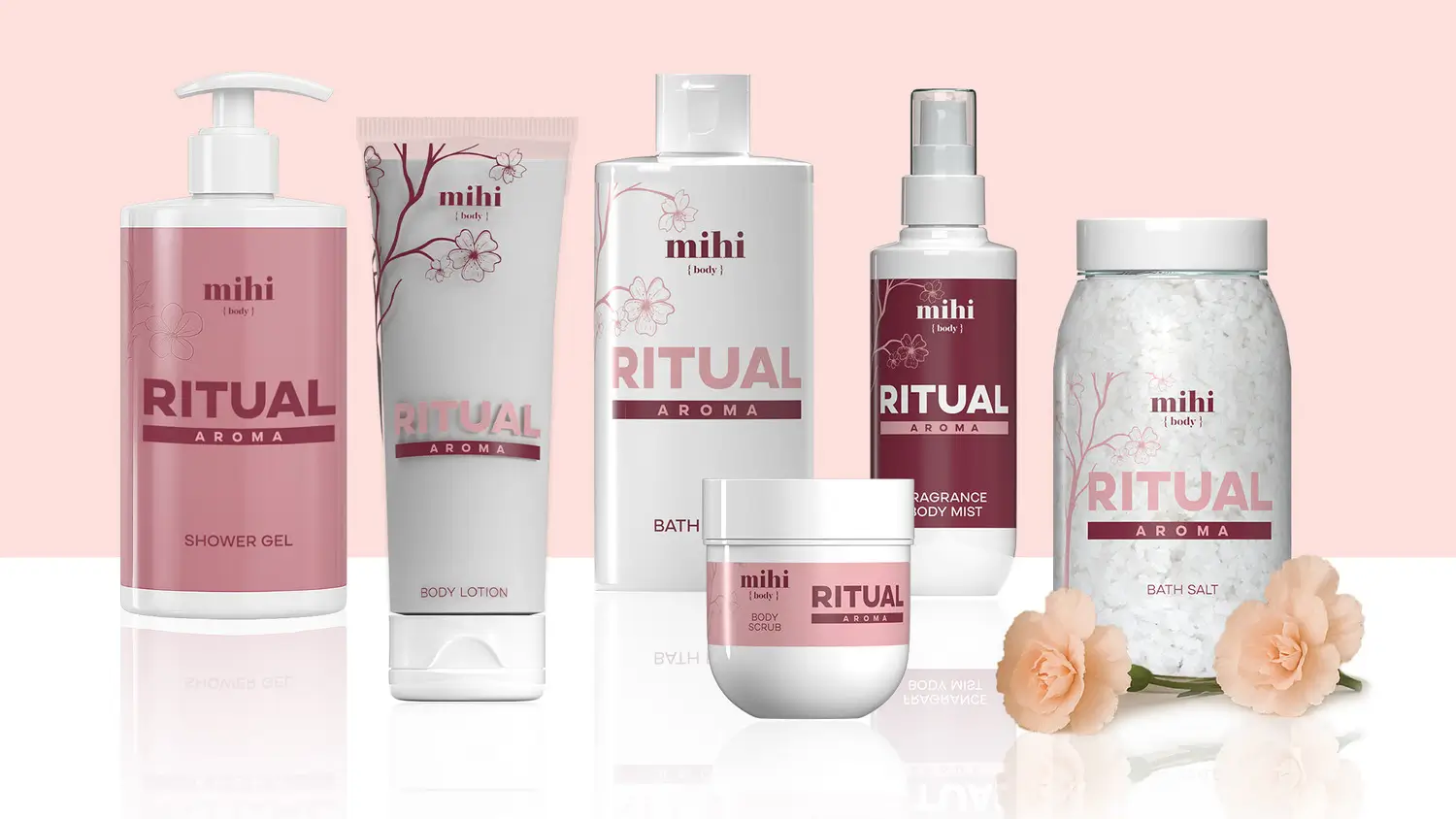 Femme profitant d'un rituel soin corps relaxant avec les produits de la gamme Aroma Ritual de Mihi.
