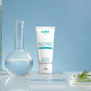 Masque purifiant visage Acne Help Mihi à l'argile blanche et acide glycolique pour pores dilatés