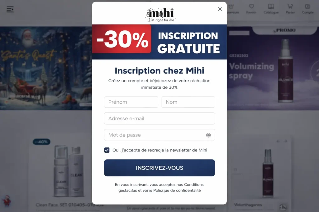 Formulaire pour réussir son inscription Mihi et avoir 30% de réduction
