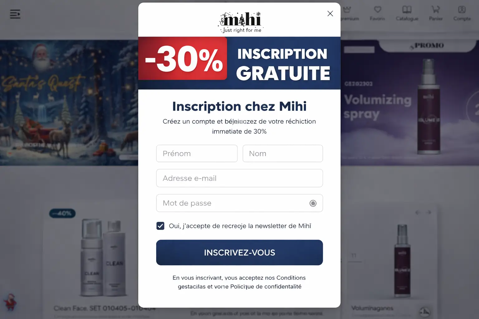 Formulaire pour réussir son inscription Mihi et avoir 30% de réduction