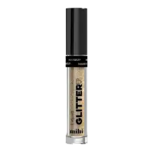 Liquid Glitter Golden Sun MIHI (02) : Paillettes liquides dorées pour maquillage visage et corps festif.