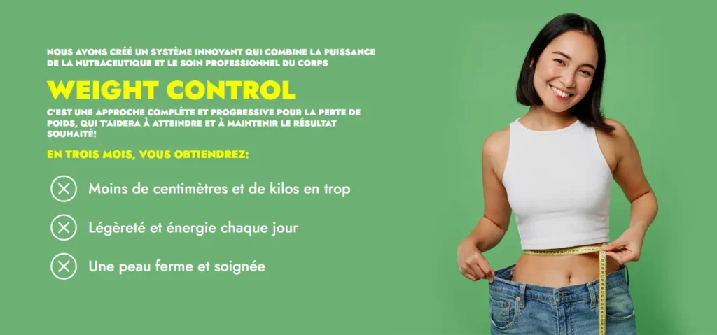 Femme satisfaite de sa perte de poids avec le programme minceur MIHI.