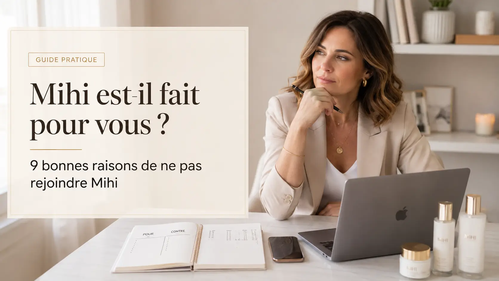 Mihi est-il fait pour vous ? Femme réfléchissant aux raisons de rejoindre ou non Mihi