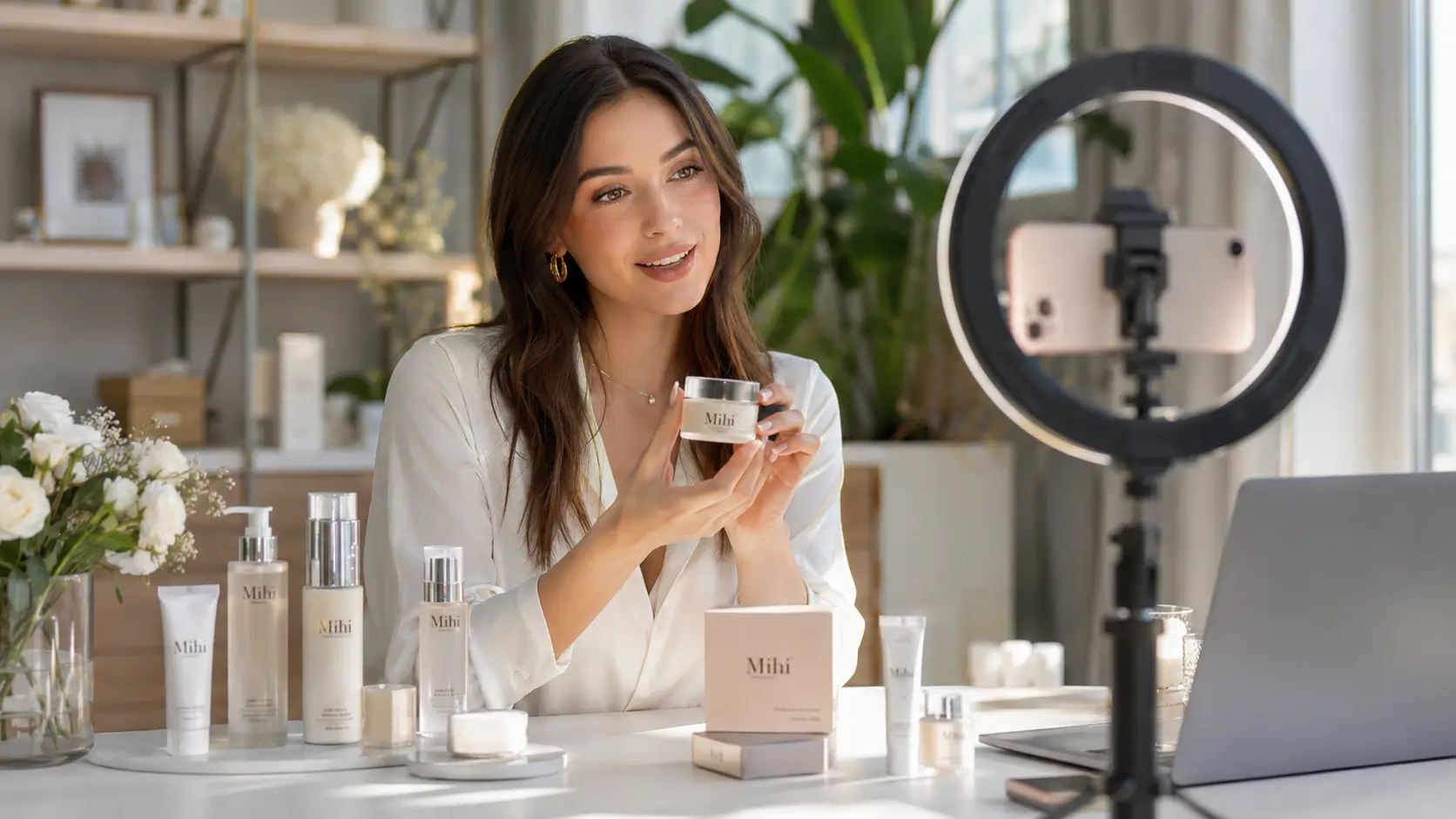 Créatrice de contenu Mihi présentant des produits en vidéo pour le Mihi Influencer Club