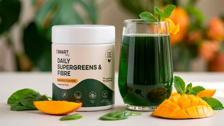 Supergreens Mihi Smart Meal avec fibres d’acacia, spiruline, chlorella et jeunes pousses